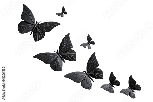 butterfly on transparent background, Black paper butterflies, black Butterflies, black origami butterflies 