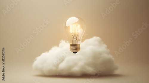 A light bulb is floating in the air above a cloud of smoke