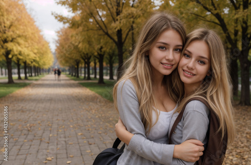 Girlfriends hug