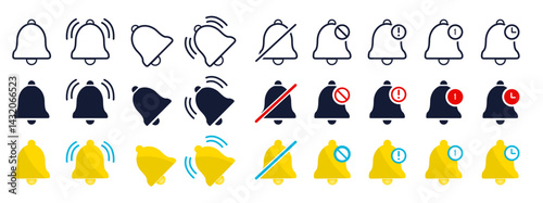Bell reminder notification icon collection. Set of notification bell icon
