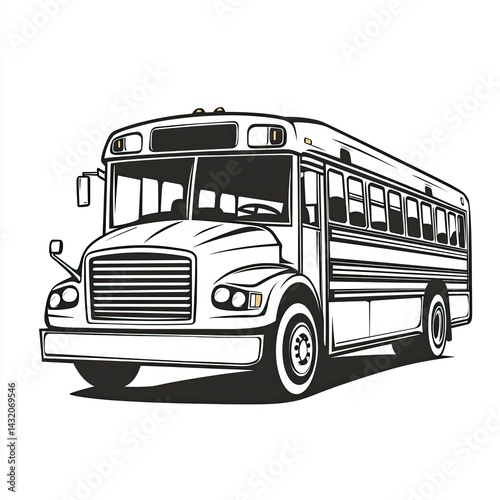 Black And White School Bus Illustration