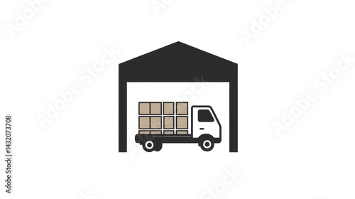 Truck delivering packages to warehouse