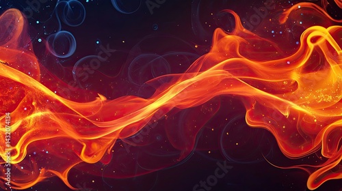 Abstract Fiery Energy Flow Background with Red Orange Sparkles