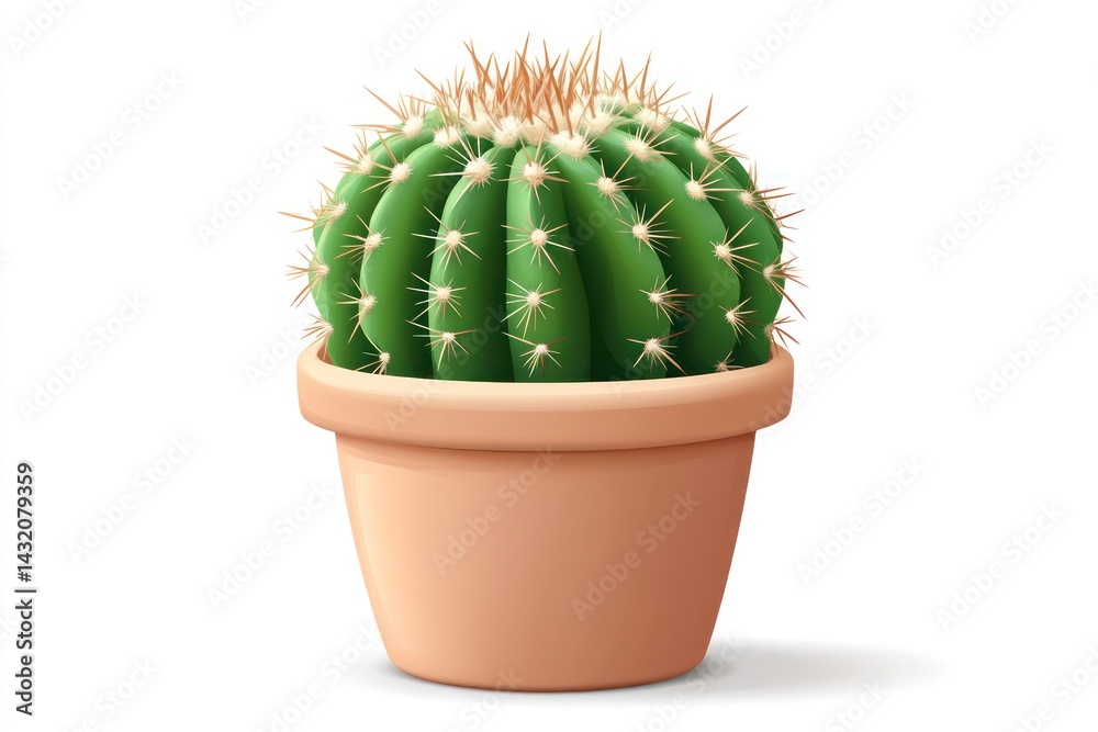 A vibrant green cactus with sharp spines in a terracotta pot ideal for home decor and gardenin A vibrant green cactus with sharp spines in a terracotta pot ideal for home decor and gardenin