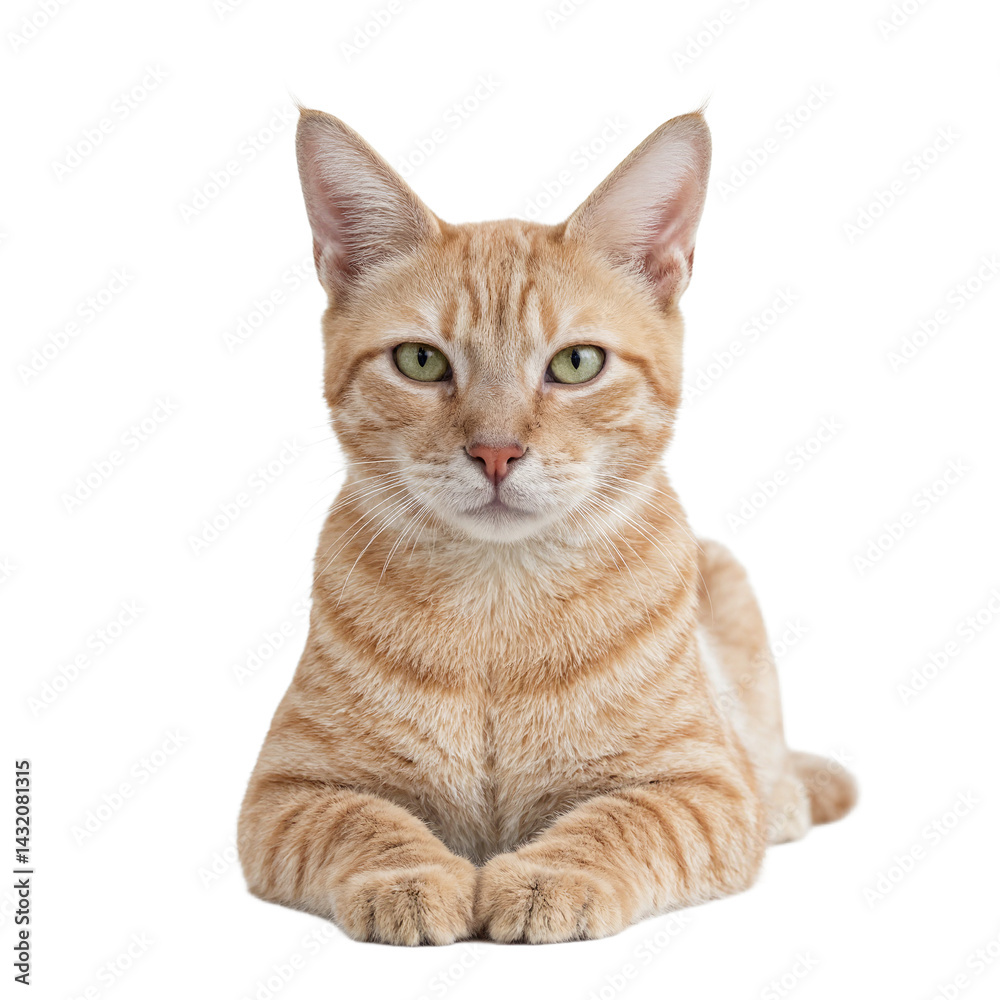 Fototapeta premium Isolated wary caracal cat with tufted ears focused and alert