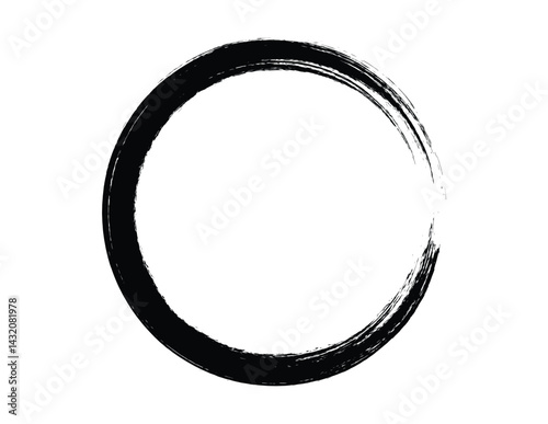 Black brush circle. A round stamp vector was isolated on the background, and a painted black brush circle vector was painted.