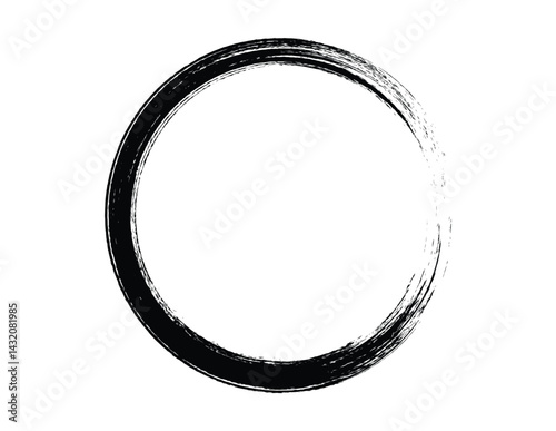 Black brush circle. A round stamp vector was isolated on the background, and a painted black brush circle vector was painted.