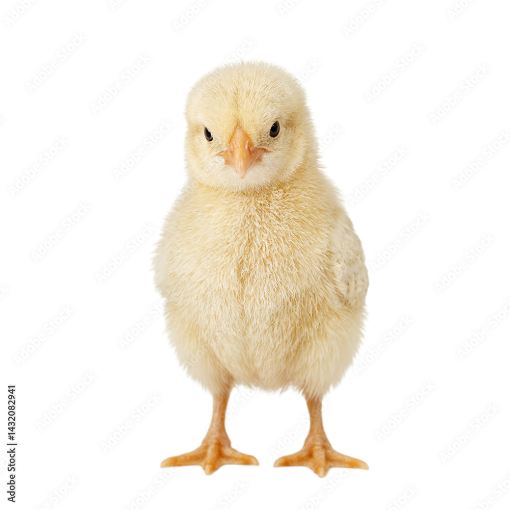 Fototapeta premium Isolated fluffy baby chick standing and peeping