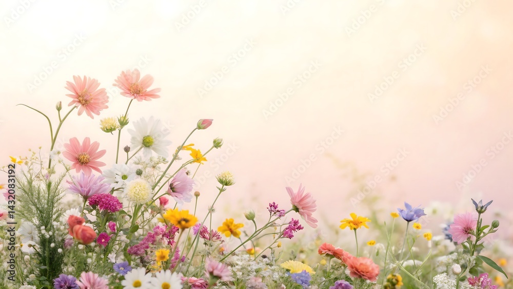 Colorful Wildflower Meadow Background Colorful Wildflower Meadow Background