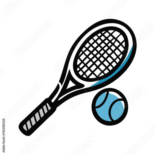 Tennis racket and ball in action on a simple white background for sports illustration - 2