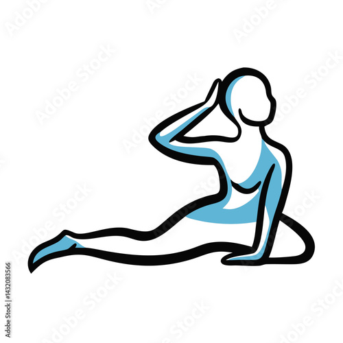 Yoga practitioner in a resting pose on a simple white background for wellness illustration