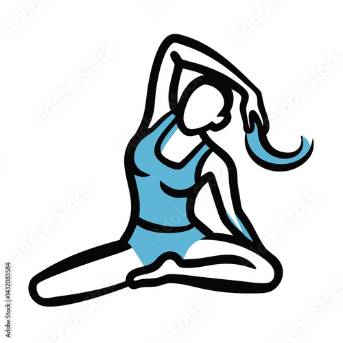Yoga practitioner in a resting pose on a simple white background for wellness illustration - 5