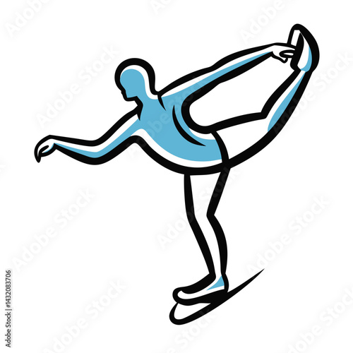Figure skater performing a single spin on a simple white background for artistic illustration - 2