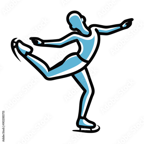 Figure skater performing a single spin on a simple white background for artistic illustration