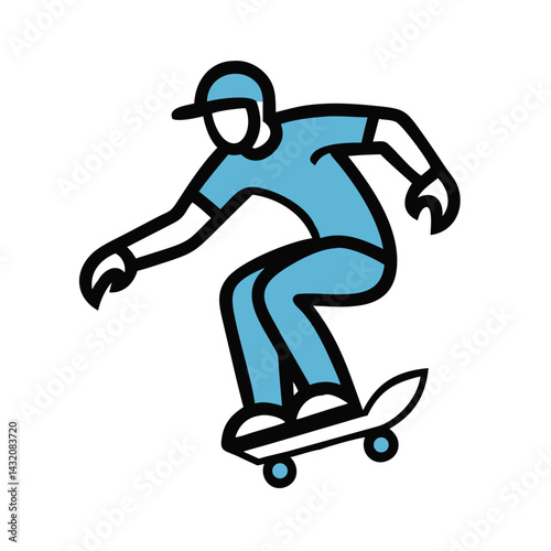 Skateboarder performing tricks in mid-air on a simple white background for sports illustration - 2