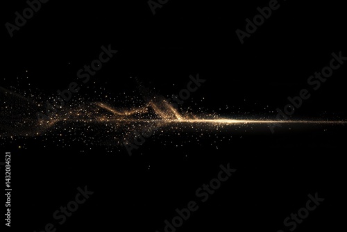 Abstract gold particles trail effect