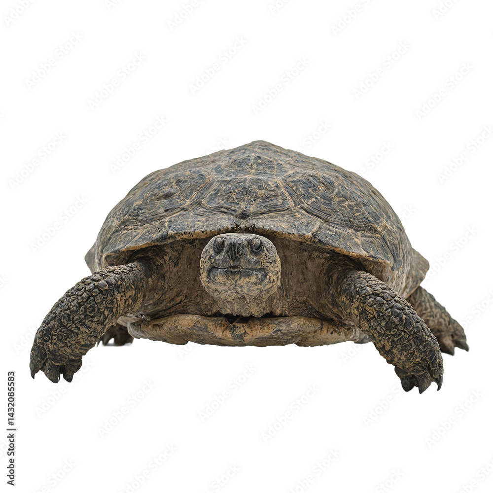 Isolated image of a rugged snapping turtle with thick skin walking slowly