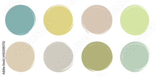 Muted Pastel Circle Set, Soft Round Brush Stroke Color Swatches