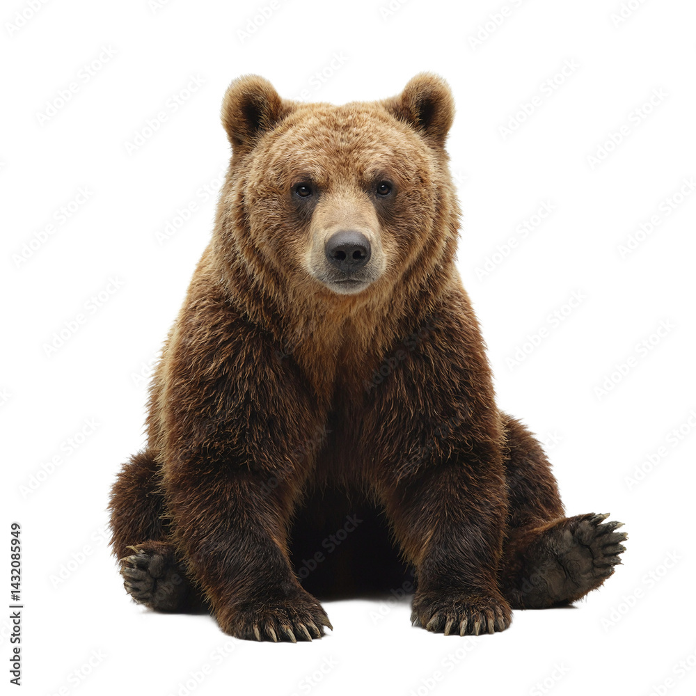 Obraz premium Isolated image of a serene brown bear with thick fur sitting gracefully