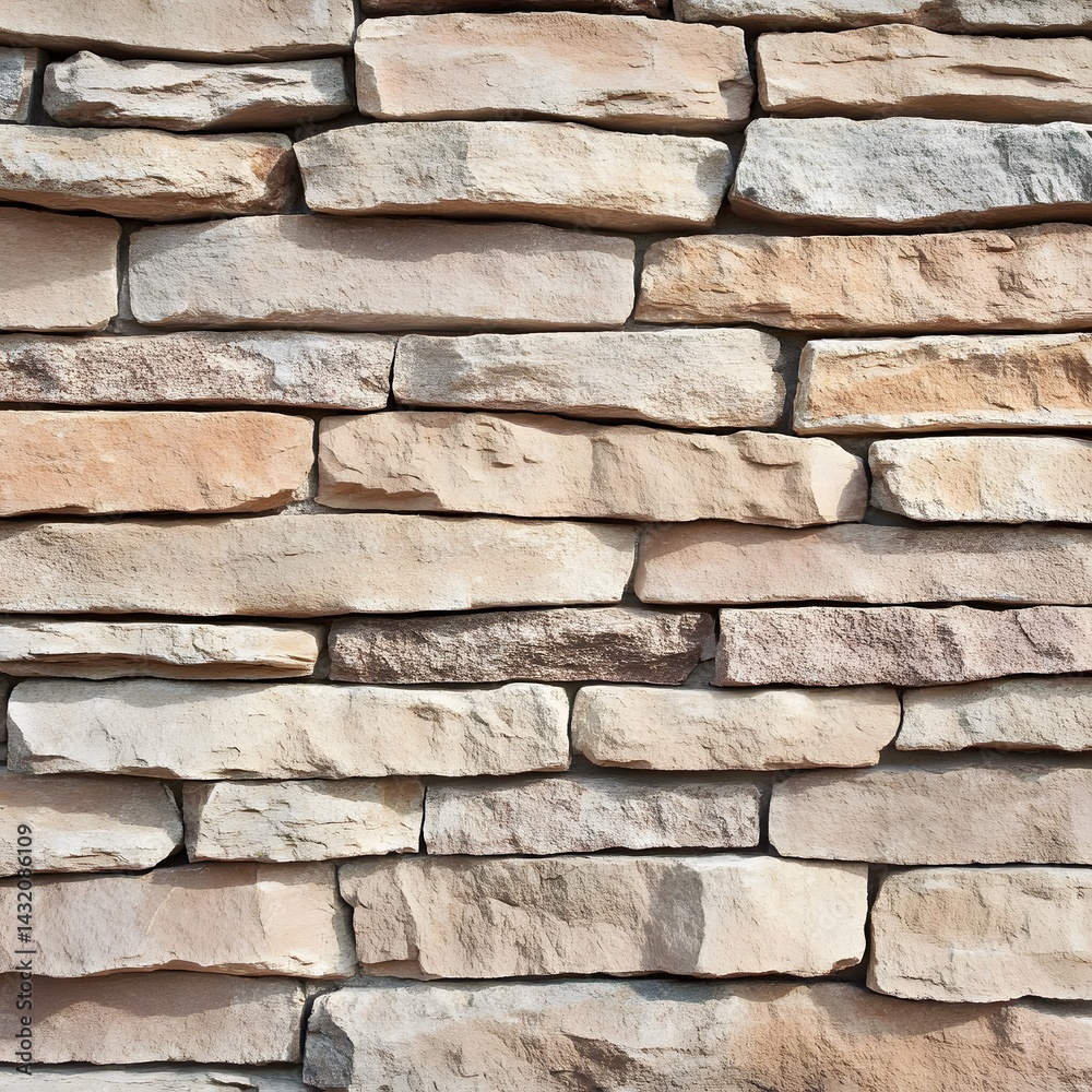 Fototapeta premium Natural Stone Wall Texture Background Beige Brown Stacked Rock
