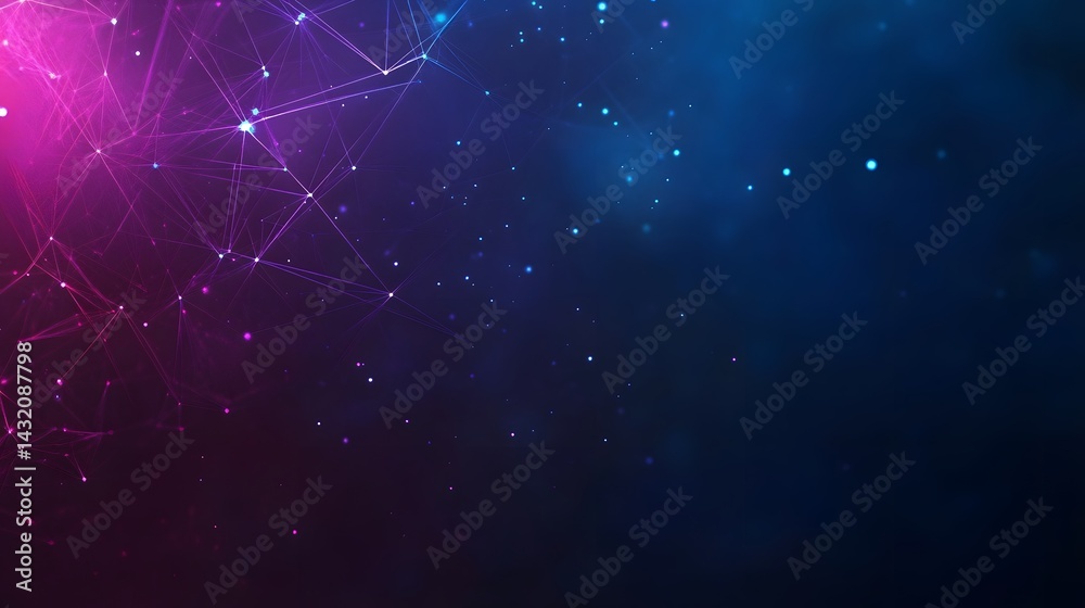 Fototapeta premium Abstract Purple Blue Network Connection Dots Lines Background