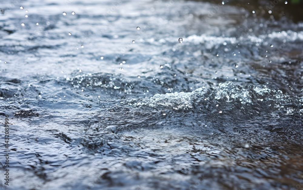 Close Up Water Texture Rain Drops Splashing Creek Close Up Water Texture Rain Drops Splashing Creek