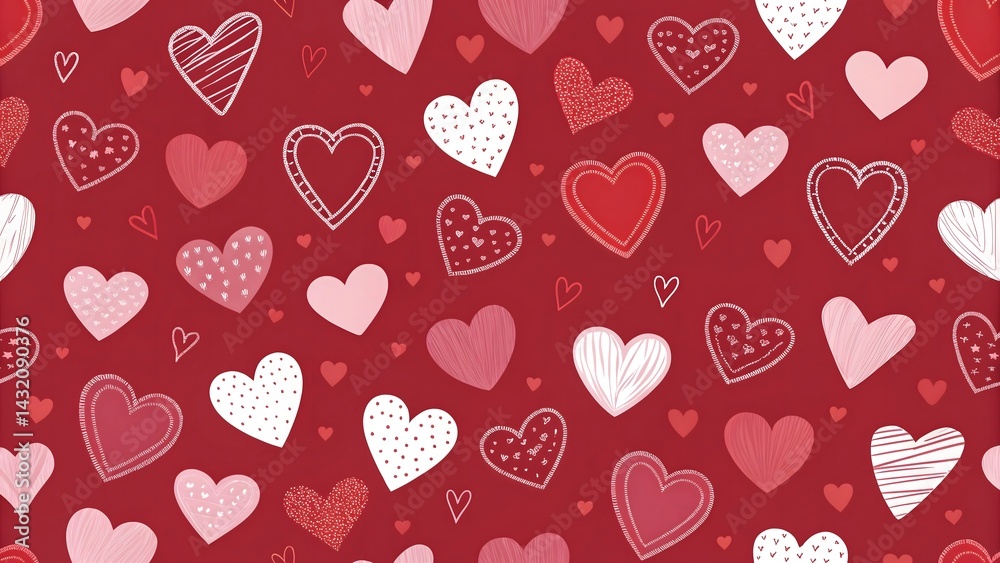 Heart Pattern Background in Red and Pink for Love and Romance Themes Heart Pattern Background in Red and Pink for Love and Romance Themes