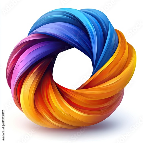 Abstract Colorful Swirling Rings 3D Render