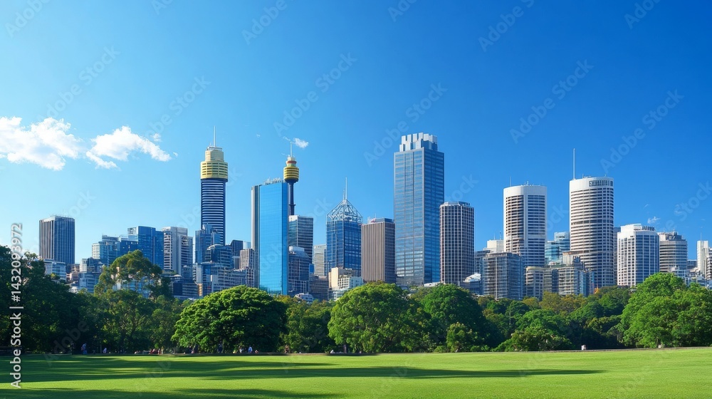 Fototapeta premium beautiful green park with buildings in the background