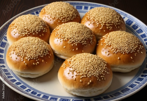 Close-up of a plate of sesame bread