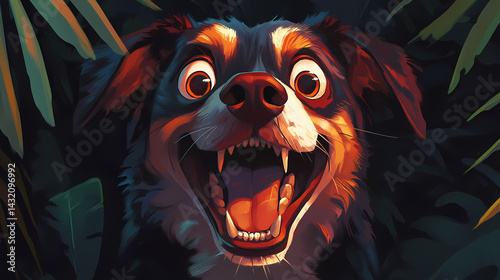 Cute dog in hollowed vibe. Hollow Fang. Illustration
