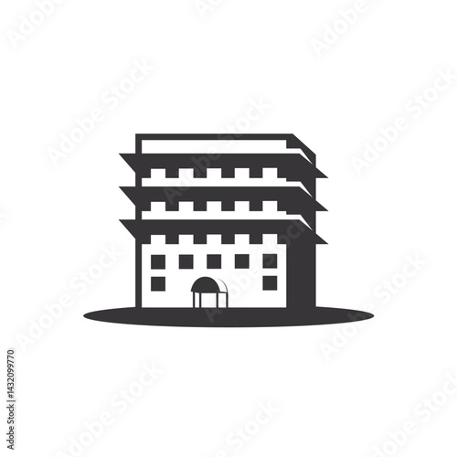 Sanatorium icon. Rest home. Children's camp. Original vector illustration in vintage style.