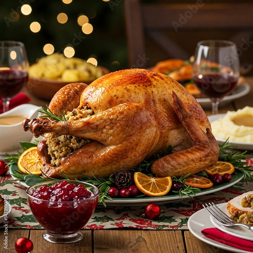 Roast turkey cranberry dinner