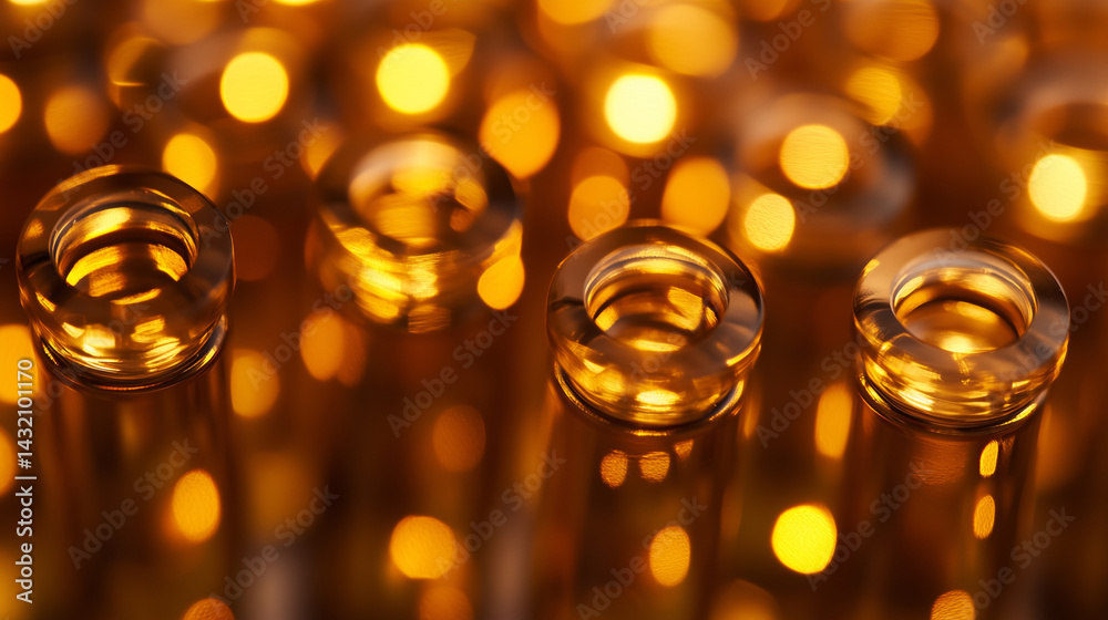 Macro image of small travel-sized perfume vials arranged aesthetically.