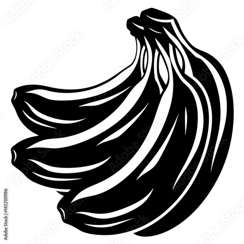 Elegant Banana Bunch Illustration in Black and White for Modern Design