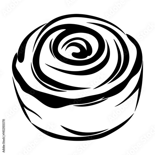 Stylized abstract black and white floral vector illustration with swirling petals