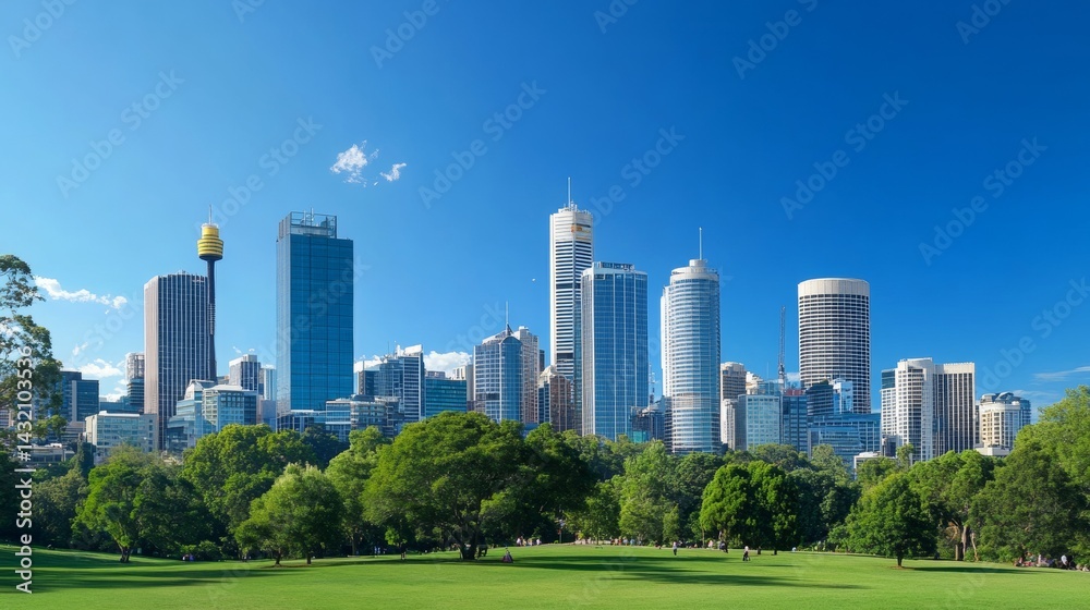 Obraz premium beautiful green park with buildings in the background