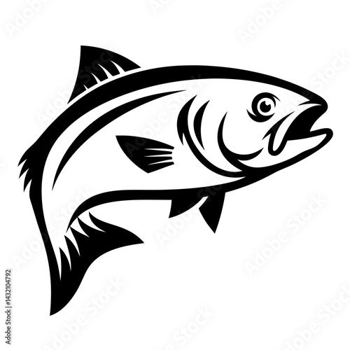 Powerful monochrome illustration of a fish ready to strike its prey