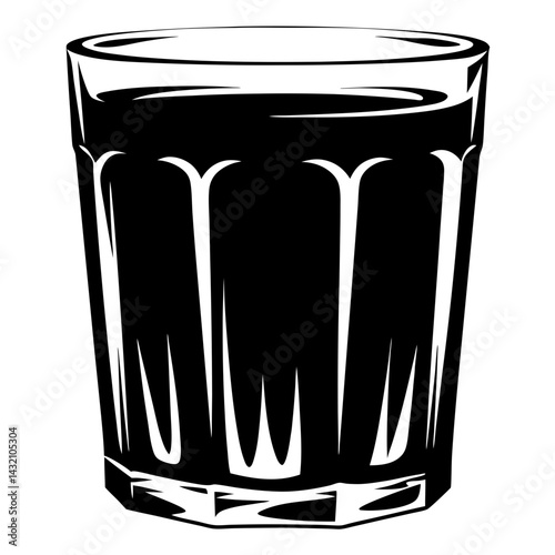 Graphic illustration of a full glass of liquid in black and white