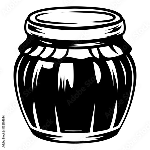 Monochrome Vector Illustration of a Sealed Jar, Perfect for Canning Season