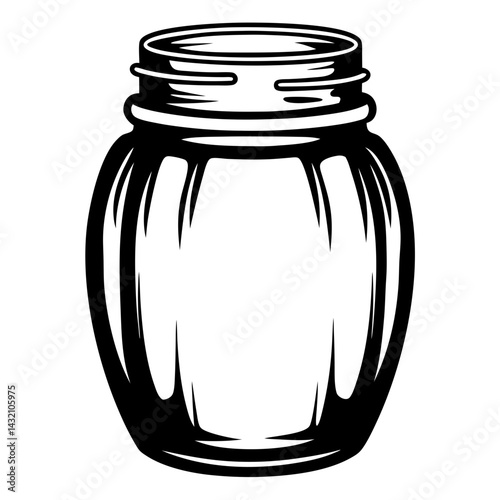 Monochrome Illustration of a Canning Jar Ready for Home Preserves and Pickles