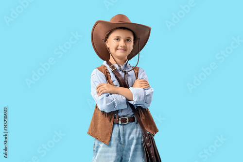 Cute little cowboy with bag...