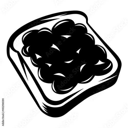 Stylized illustration of toast topped with a generous spread of jam