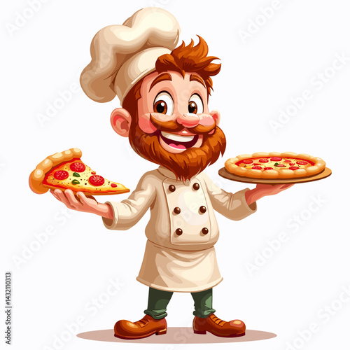 
 Cartoon chef holding a pizza