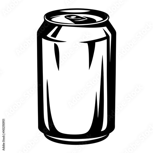 Monochrome Graphic Depiction of a Beverage Can with Distinct Outlines