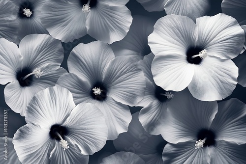 Close-up Photograph of Multiple Monochromatic Hibiscus Flowers