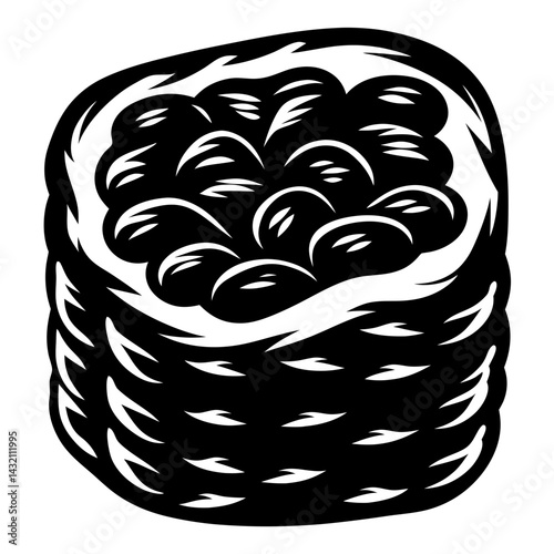 Stylized Monochrome Sushi Illustration with Sharp Lines and Bold Contrast Effect