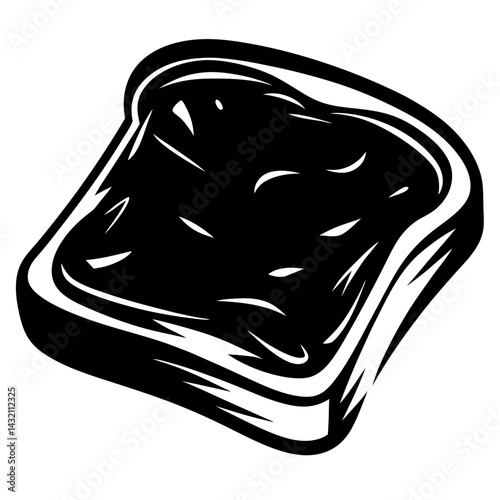 Delicious toast illustration with black jam spread, great for breakfast or snacks