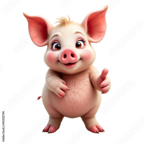 Wallpaper Mural Cute cartoon pig character, white isolate background Torontodigital.ca