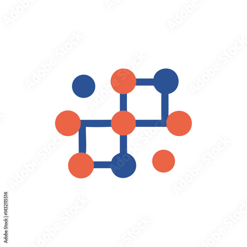 algorithm vector icon, Abstract network connection in modern design with orange and blue   